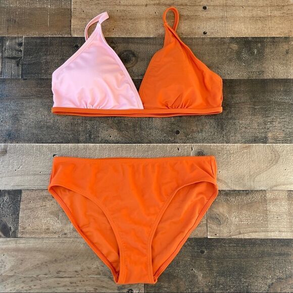 SHEIN Girls Color Block Bikini Swimsuit Removable Pads Size 160/ US 13/14 - Picture 3 of 14